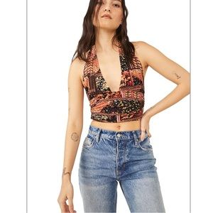 NEW: Free People Heather Printed Halter Top in Bronze Combo